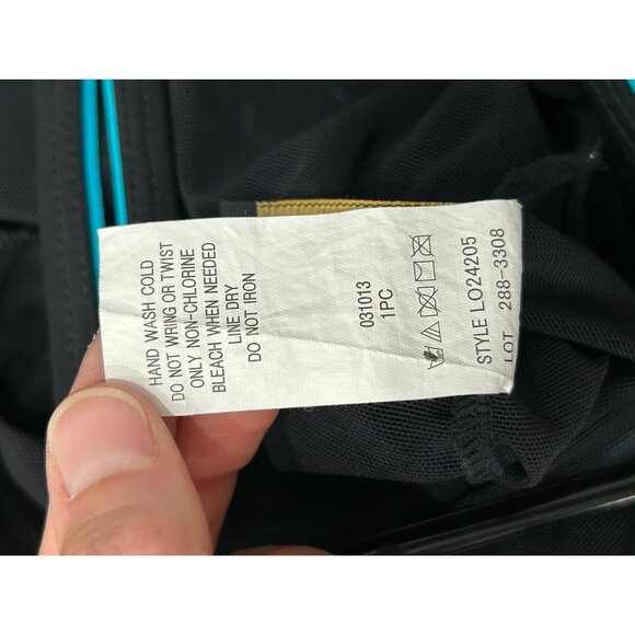 Robby Len Womens Polka Dot Swim Dress Black Teal Size 12 Beach Vacation - Picture 10 of 13